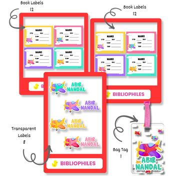 Back to School Combo - Planes ( Transparent Bag Tag Book Labels)