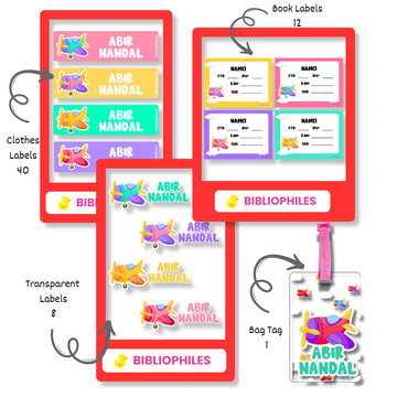 Starting the School Combo - Planes (Transparent Label Bag Tag Cloth Labels Book Labels)