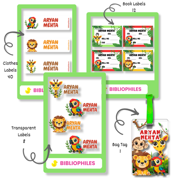 Starting the School Combo - Zootii (Transparent Label Bag Tag Cloth Labels Book Labels)