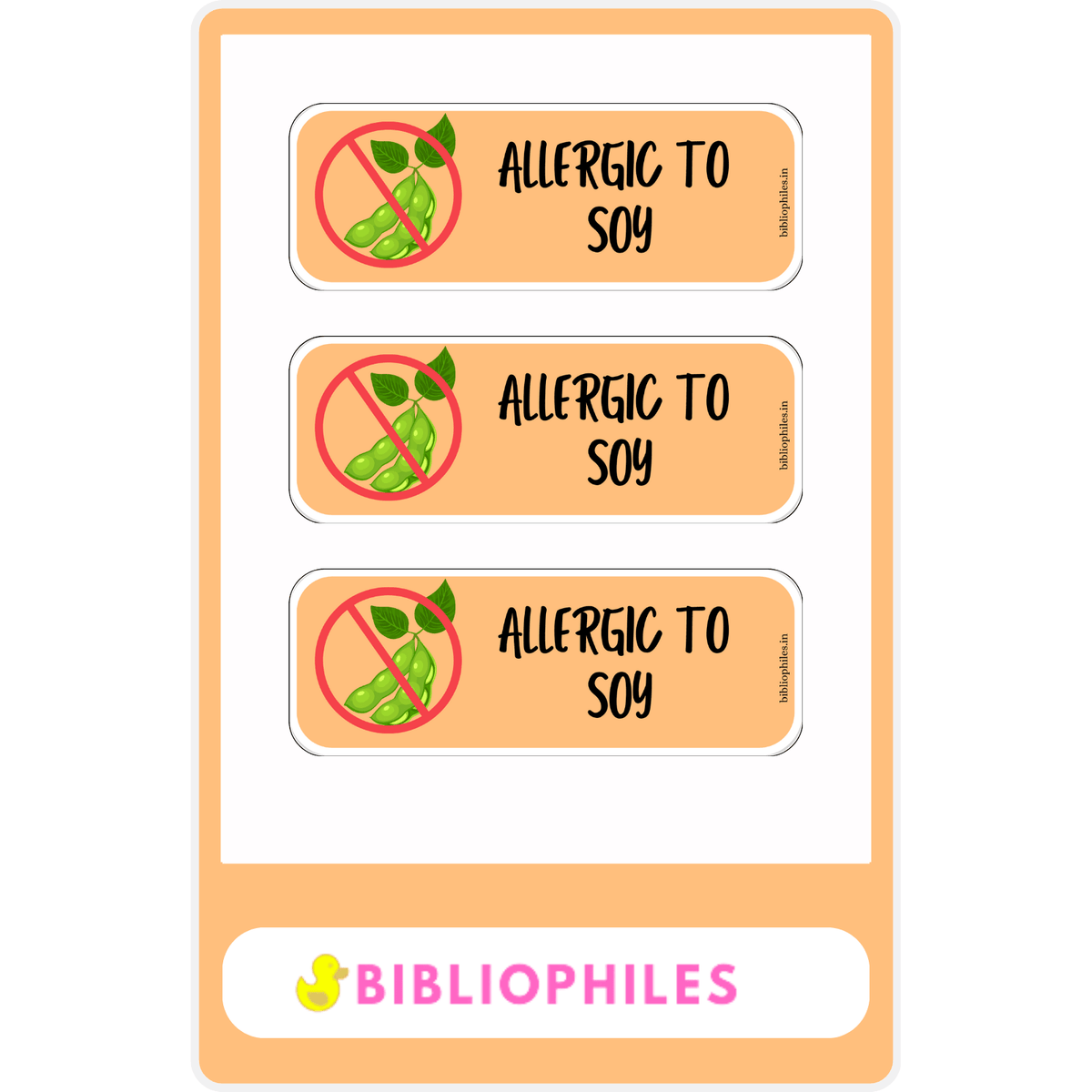 Soya allergy labels for kids school items