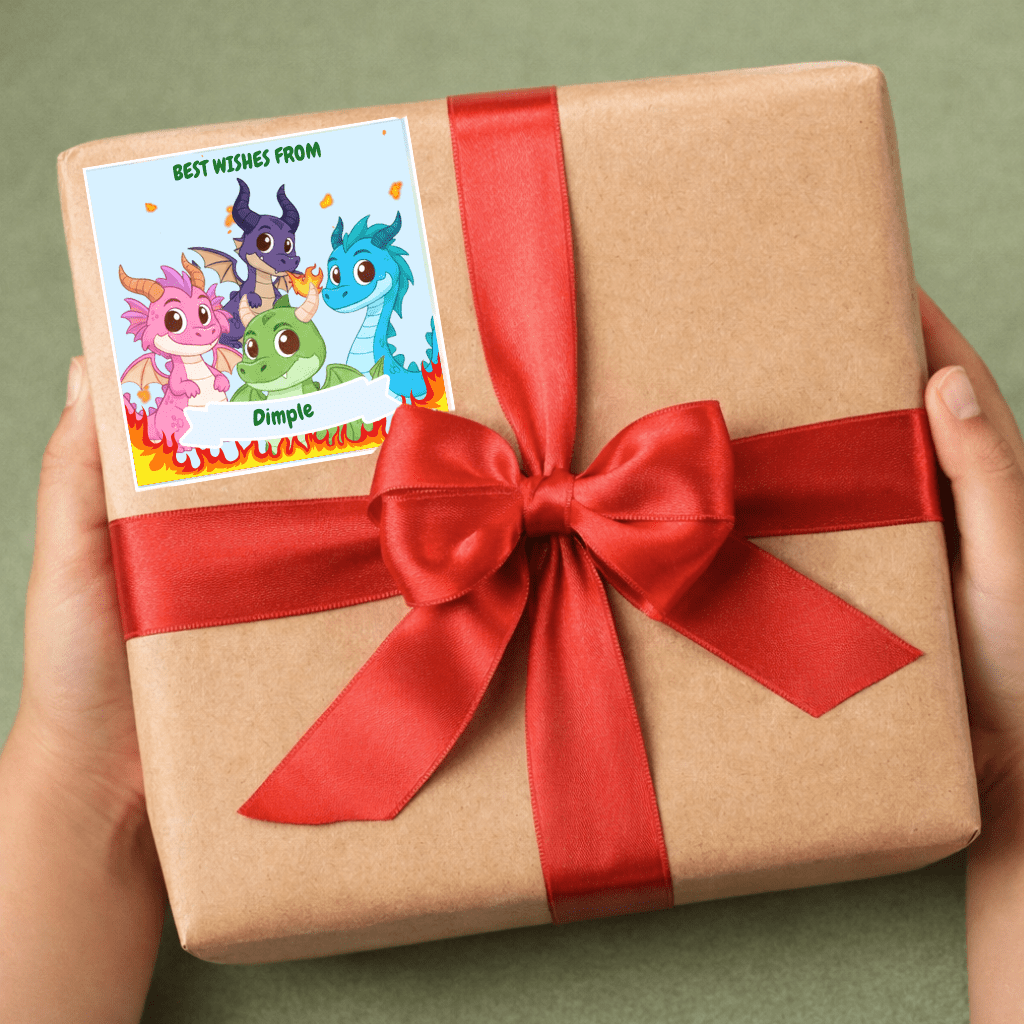 Dragon Personalised Gift Tag Stickers - Zootii
