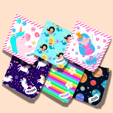 Personalised Muslin Handkerchief Set - Mystical (Pack of 6) with Name Labels - Zootii