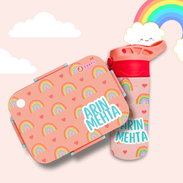 Premium Bento Lunch Box & Water Bottle - Rainbow - Zootii