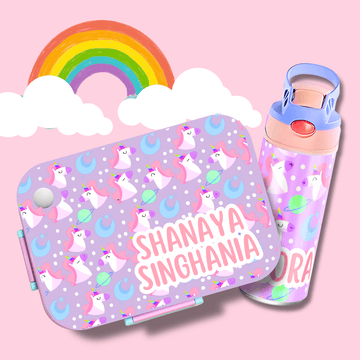 Premium Bento Lunch Box & Water Bottle - Unicorn - Zootii