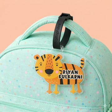 Personalised Bag Tags for Kids India – Tiger Shape Design | Zootii by Zootii