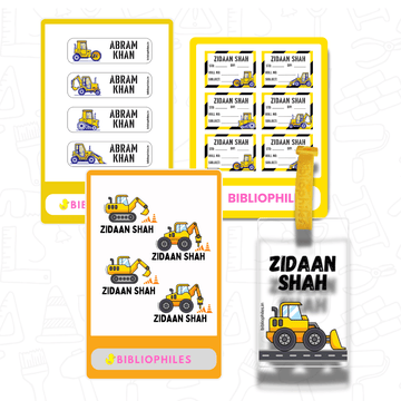 Starting the School Combo - Construction (Transparent Label Bag Tag Cloth Labels Book Labels) - Zootii