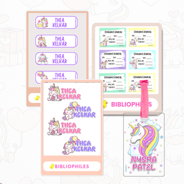 Starting the School Combo - Unicorn (Transparent Labels Bag Tag Cloth Labels Book Labels) - Zootii