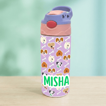 Zootii Personalised Water Bottle (Puppies - PinkBlue) - Zootii