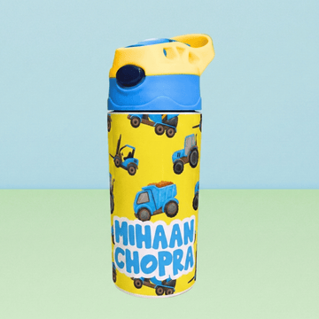 Zootii Personalised Water Bottle (Truck - BlueYellow) - Zootii