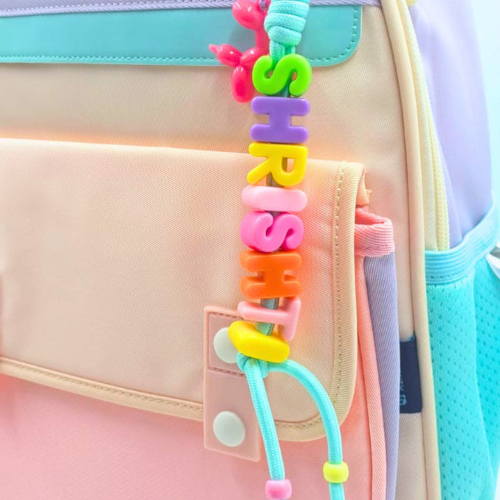 Cute candy-colour personalised bag charm with alphabet beads