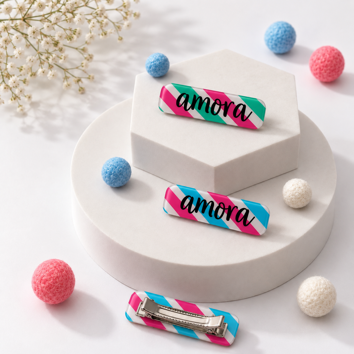 Hair Clips - Candy Slant (Pack of 4)