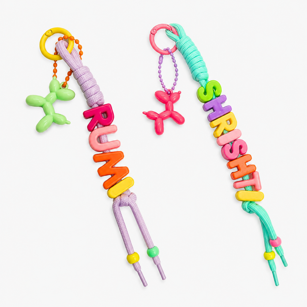 Candy bag charm with poodle lucky charm and personalised beads