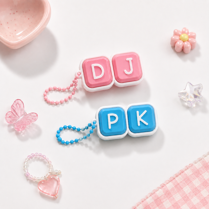 Personalised clicker bag charm with custom initials