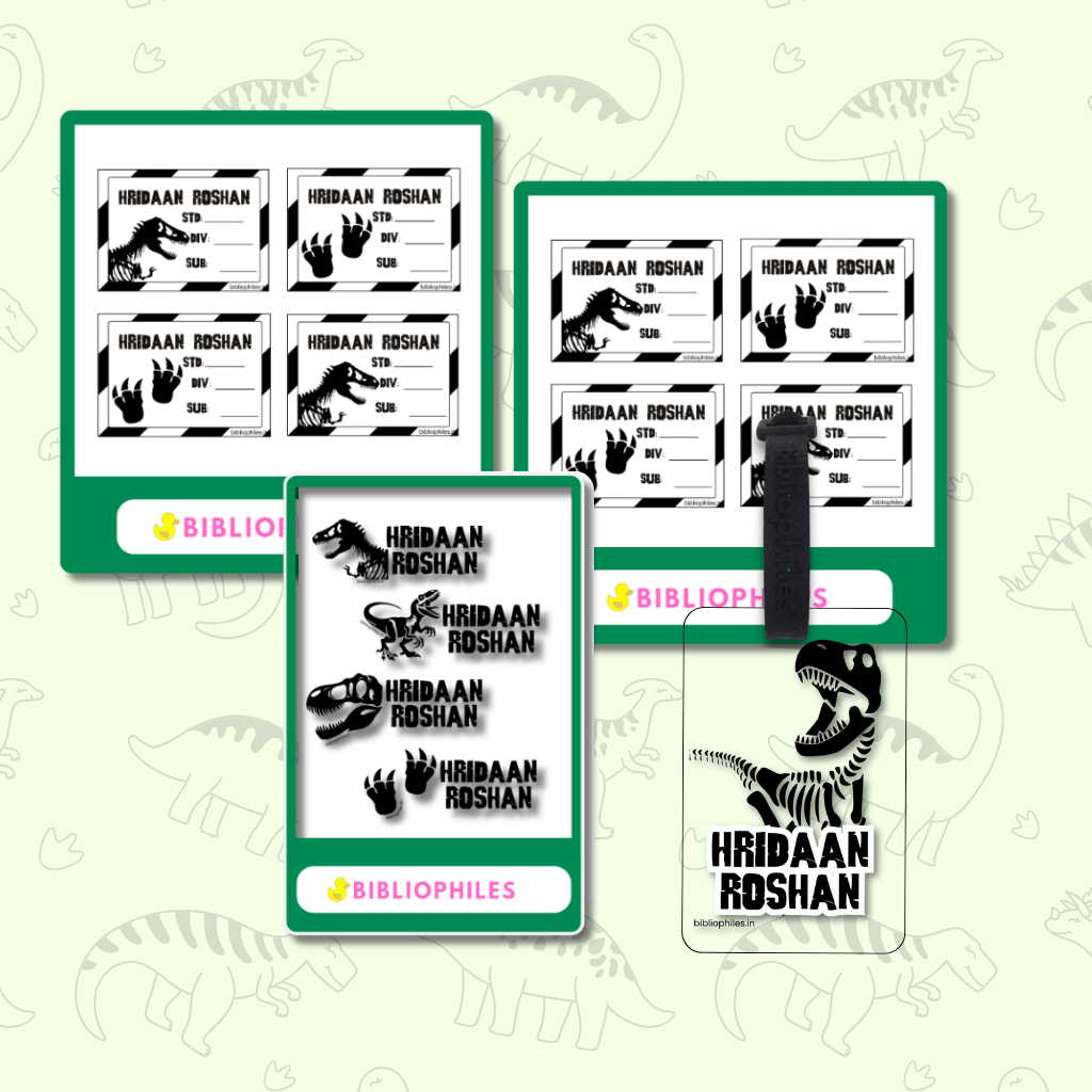 Back to School Combo - Jurassic ( Transparent Bag Tag Book Labels) - Zootii