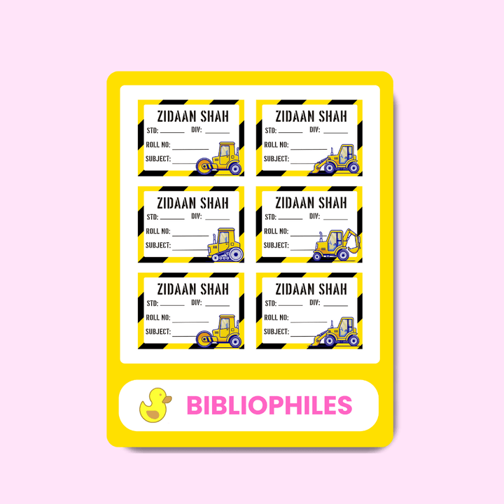 Construction Personalised Book Labels - Zootii