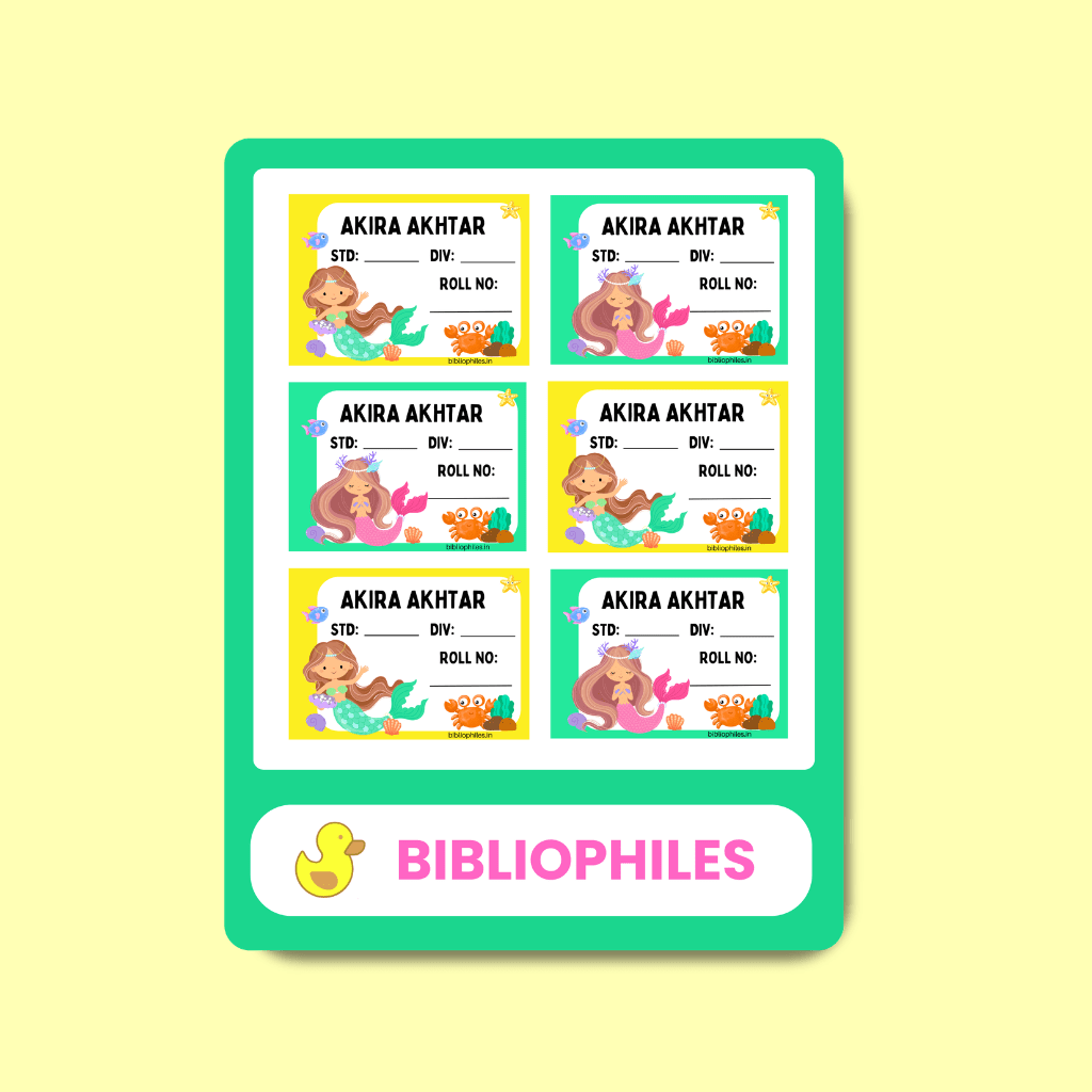 Mermaid Personalised Book Labels - Zootii