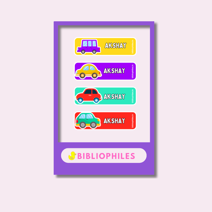 Personalised Clothes Stickers - Colourful Cars - Zootii