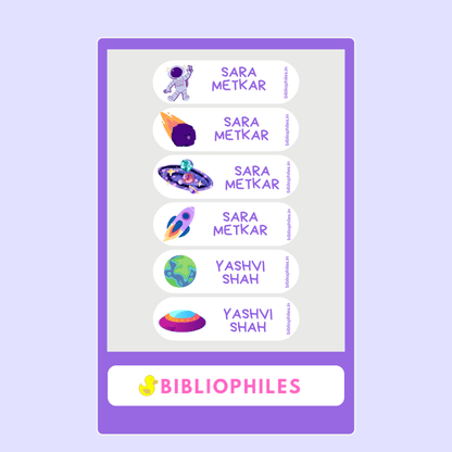 Personalised clothes stickers space theme
