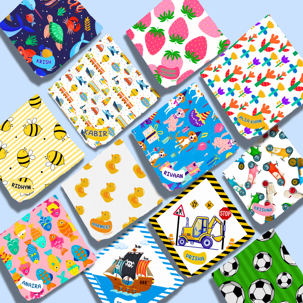 Personalised Muslin Handkerchief Boy Box - Jumbo (Pack of 12) - Zootii