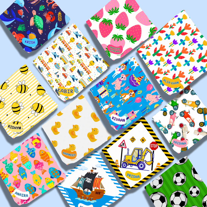 Personalised Muslin Handkerchief Boy Box - Jumbo (Pack of 12) - Zootii