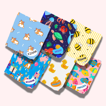 Personalised Muslin Handkerchief Set - My Pets (Pack of 6) with Name Labels - Zootii