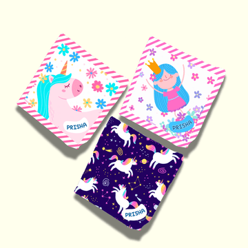Personalised Muslin Handkerchief Set - Mystical (Pack of 3) with Name Labels - Zootii