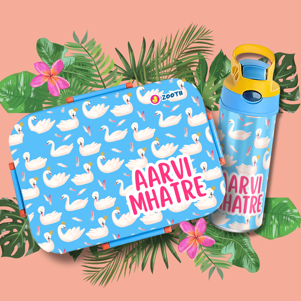 Premium Bento Lunch Box & Water Bottle - Swans - Zootii
