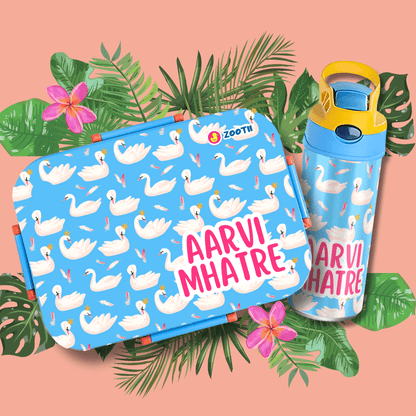 Premium Bento Lunch Box & Water Bottle - Swans - Zootii