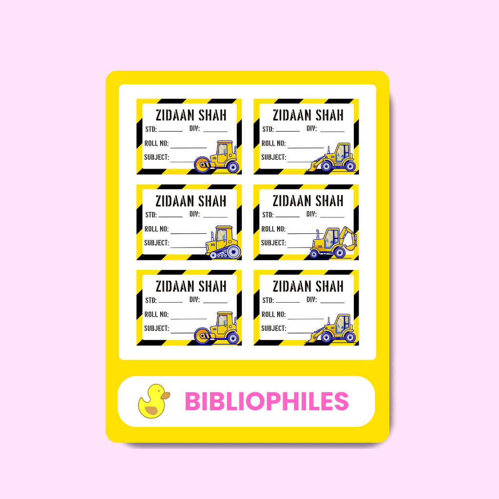 Starting the School Combo - Construction (Transparent Label Bag Tag Cloth Labels Book Labels) - Zootii