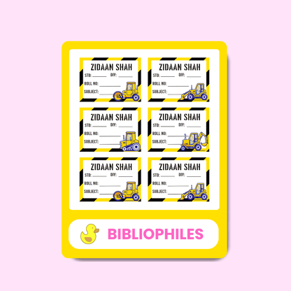 Starting the School Combo - Construction (Transparent Label Bag Tag Cloth Labels Book Labels) - Zootii