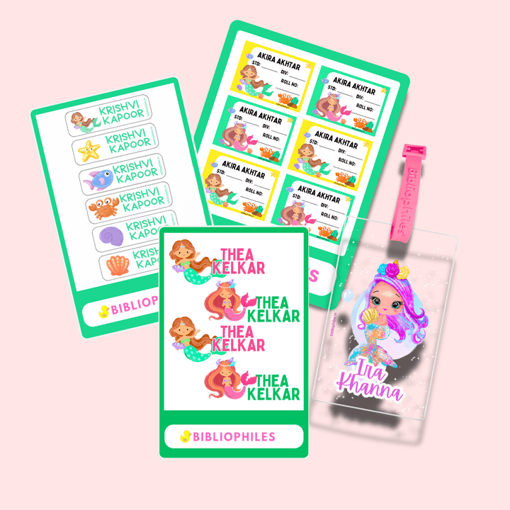 Starting the School Combo - Mermaid (Transparent Label Bag Tag Cloth Labels Book Labels) - Zootii