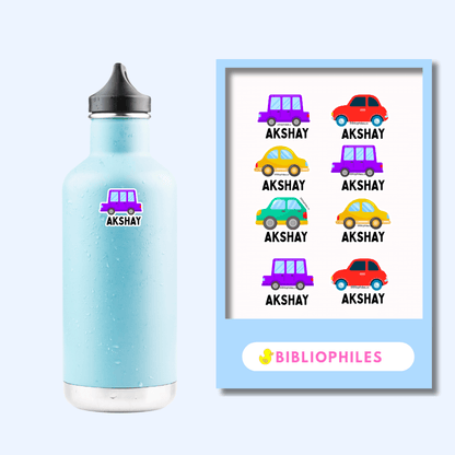 Transparent Labels - Colourful Cars (Personalised) - Zootii