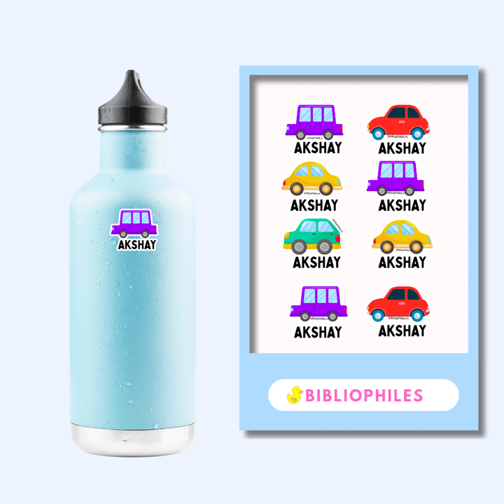 Transparent Labels - Colourful Cars (Personalised) - Zootii
