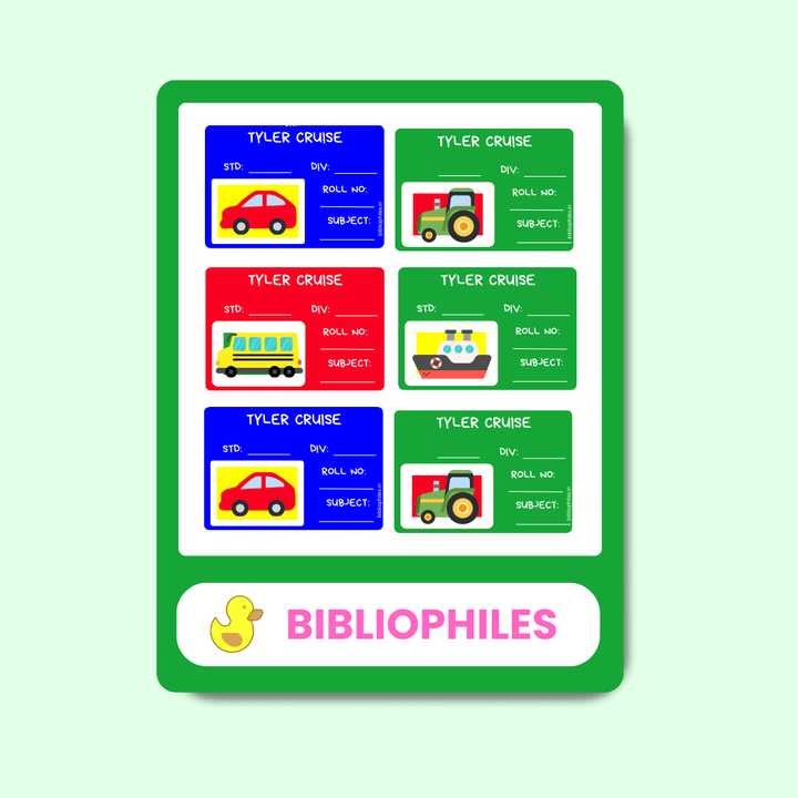 Vehicles Book Labels | Personalised Premium Labels - Zootii
