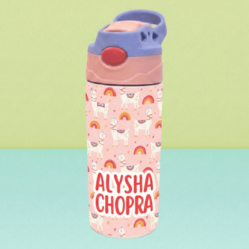 Zootii Personalised Water Bottle (llama - PinkBlue) - Zootii