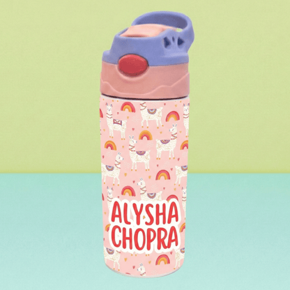 Zootii Personalised Water Bottle (llama - PinkBlue) - Zootii