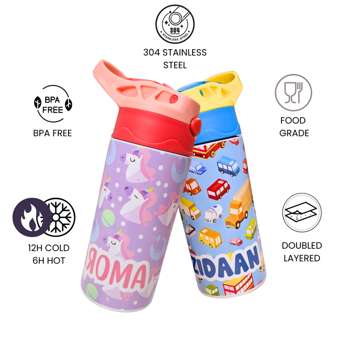 Zootii Personalised Water Bottle (Rainbow - PeachRed) - Zootii